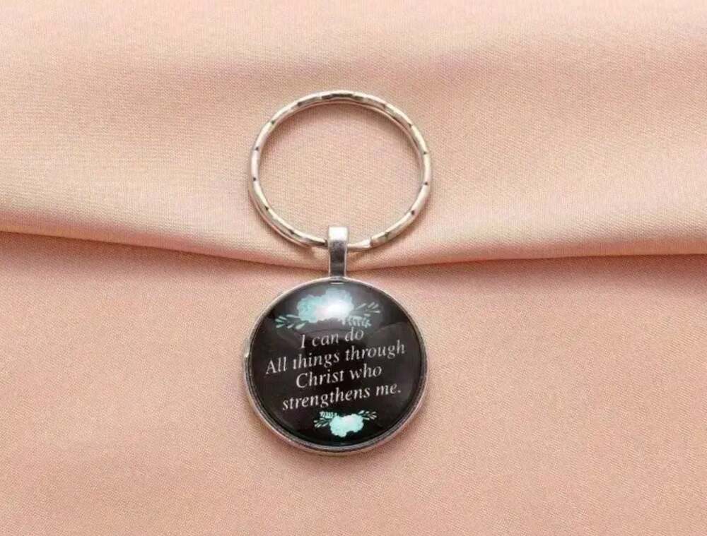 I Can Do All Things Through Christ Who Strengthens Me Glass Cabochon Keychain